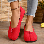 Women Tabi Split Toe Foldable Ballet Flats Suede Like Slip‑On Soft Flexible Flat Shoes Retro Casual Daily Walking Shoes