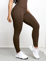 Women's High Waist Leggings With Pockets Stretch Yoga Pants Tights Push Up Fitness Running Sportswear Solid Color Pants