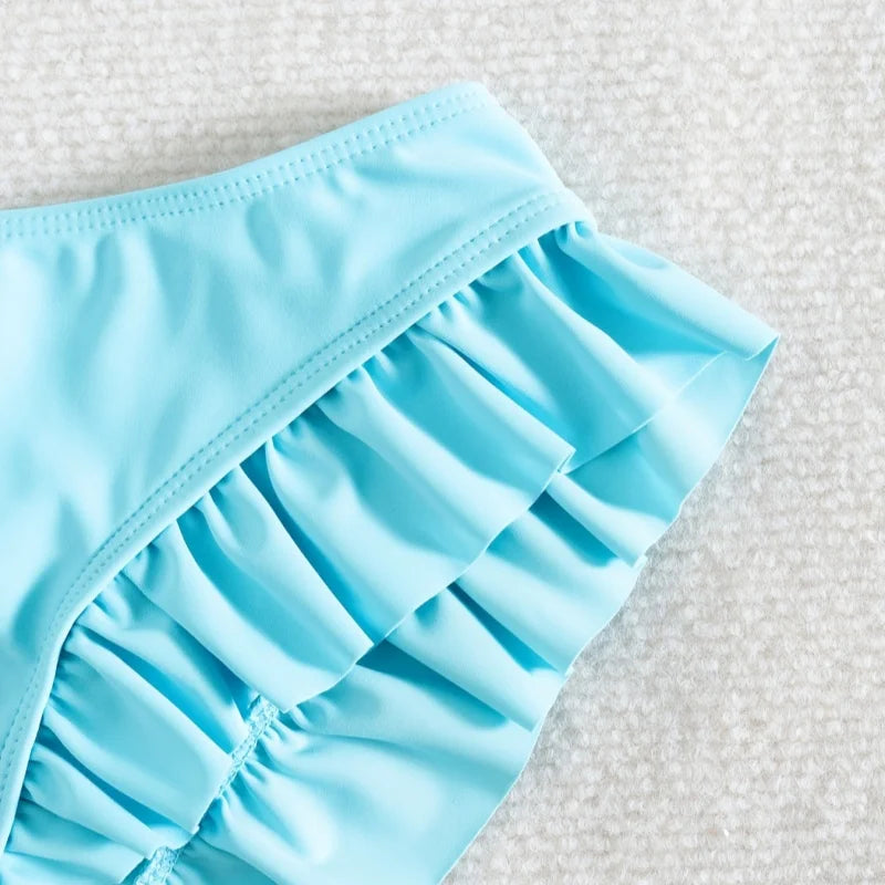 Summer Lotus Leaf Swimsuit for Women Bikini Women's Beach Shorts Defense Bare Swimwear Bather Biquini Solid Swimming Shorts
