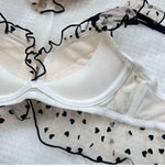 Japanese Mesh No-wire lace Underwear set Women's small breasts gather sexy pure desire sweet bra cute bra Panty SET TUSHY