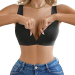 3 Pcs Women' Deep V Wire-free Bras Wide Strap Front Closure Sexy Push Up Seamless Bralettes For Cup A B C D