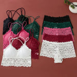 Women Lace Bra Set Bralette Low Rise Panties Nonwire Padded Bra Solid Color Underwear Set Female Sexy Lingerie Comfort Intimates