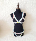 Bikini Crochet 2026 Handmade Knit Patchwork Reversible 2 Piece Swimsuit Women Halter Top Brazilian Bathing Suit Thong Swimwear