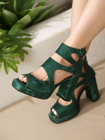 Summer Sexy Gladiator Women Sandals Designer Peep Toe Hollow Out High Heels Platform Party Ladies Shoes Zipper Sandales Femmes