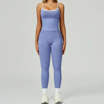 2 Pieces Women's Seamless Yoga Set Fitness Running Sports Set Slim Fit High Waist Beautiful Back Tracksuit