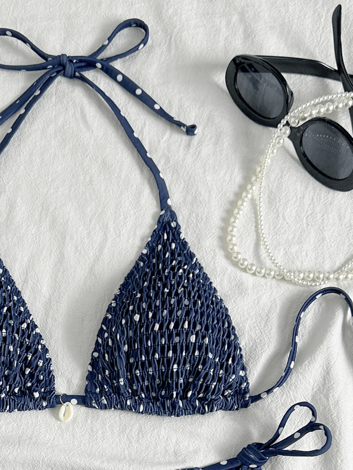 Sexy Purple Polka Dot Print Bikini Set Women Shell Pleate Push Up Bra Bandage Thong Swimsuit 2026 Summer Bathing Suit Swimwear