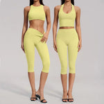 Yoga Capri Pants Set 2PCS Yoga Suit Sports Set Women Clothes Gym Set Women Tracksuit Running Workout Athletic Wear Yoga Clothing