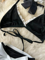 Women's Sexy Bow Lace-Up Sensual Dress Set Fashion Uniform - Trendy Comfortable Dress Ensemble for Adults New