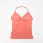 NCLAGEN Gym Longline Strappy Top Women Seamless Yoga Tank With Removable Pads V Neck Workout Clothes Sports Running Fitness Vest