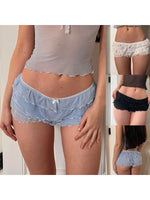 Womens Layered Ruffle Bloomers Bow Low Rise Mini Under Shorts for Dresses Summer Clothes