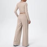 3 Pcs Women's Seamless Yoga Set Sports Fitness Gym Slim-Fit Long Sleeve & Tank Top Suits Workout Running Training Sets