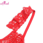 Plus Size Sheer Mesh Teddy Bodysuit for Women Sexy Lace Lingerie Set with Adjustable Garter Belt Curvy Nightwear Romantic Outfit