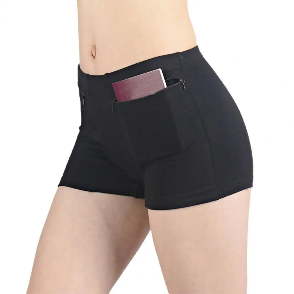 Women Safety Pants High Elasticity with Anti-theft Zippered Pocket Seamless Anti-exposure Mini Skirt Inner Shorts Underpants