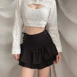 Streetwear Mall Goth Skirt Women Harajuku Y2k E-girl High Waist Bandage Mini Skirt Dark Gothic Punk Emo Alt Club Wear