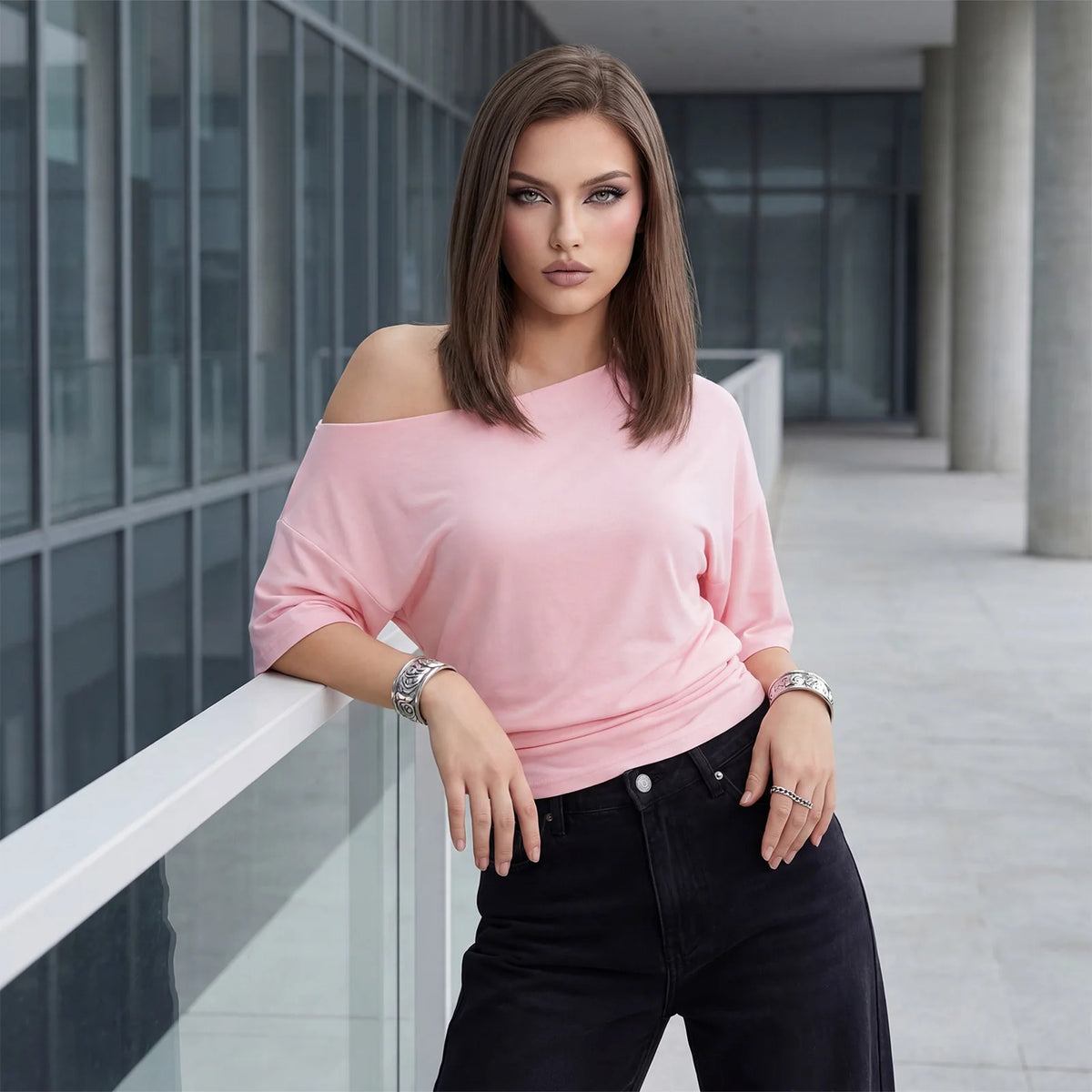 Women's Solid Color Going out Tops Off-Shoulder Tops Trendy Fitted Waist Ruched Short Sleeve T-shirts for Streetwear