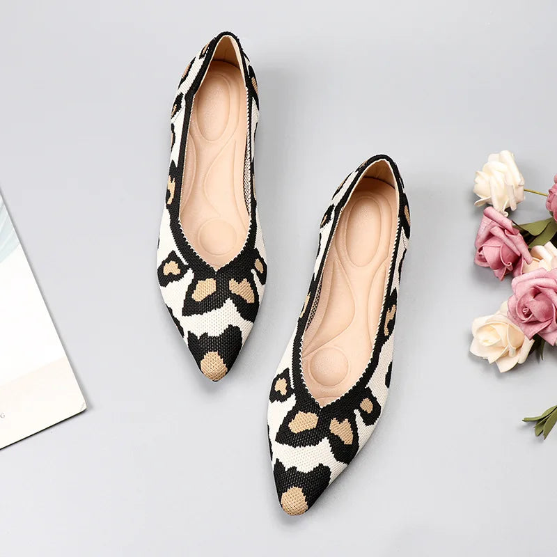 Women's Shoes Mesh Breathable Pointed Toe Flat 2026 Fashion Soft Bottom Knitted Shoes Female Casual Slip on Footwear Loafers