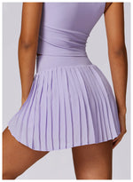 Sports Tennis Short Skirt Women's Summer Pleated Fake Two-piece Quick Drying Skort Fitness High Waist Pocket Yoga Running Skirts