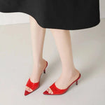 Spring and Summer New Style Fashion High Heels Women's Slippers Pointed Tip Concise Sexy Party Women's Shoes High 8cm Size 35-43