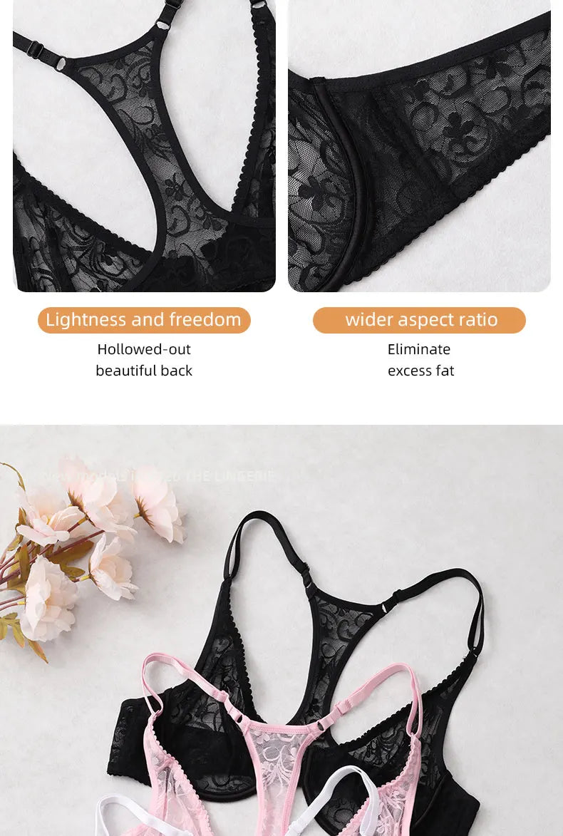 Womens Front Button Lace Bra Underwire Underwear Elegant Embroidery Beautiful bBack Plus Size Lingeire A B C D E F Cup