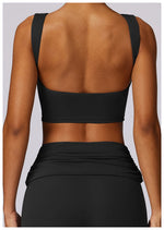 NCLAGEN Running Sports Bra Women High Support Open Back Yoga Breathable Slim Fit Fitness Pilates Tank Top With Removable Pads