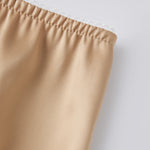 Women Summer Solid Color Satin Skirt Low Elastic Waist Lace Patchwork Hem Casual Loose Going Out Mini Skirts