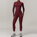 2/3PCS Yoga Set Women Workout Set Seamless Sportswear Gym Clothing Fitness Long Sleeve Crop Top High Waist Leggings Sports Suits