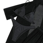 Summer 4 Piece Bikinis Sets Women Black White Mesh Half Sleeve Cover Up with High Waist Panties Swimsuit Bathing Suit Swimwear