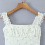 New French Casual Pure Desire Style Sexy Lace Sweet Spicy Girl Floral Print T-Shirt Backless Deep V Suspenders Sleeveless 8RXP