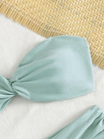 Sexy Tie Cross Push Up Padded Bikini Set 2026 Women Bandeau Pleate High Waist Swimsuit Summer Bathing Suit Two Piece Swimwear