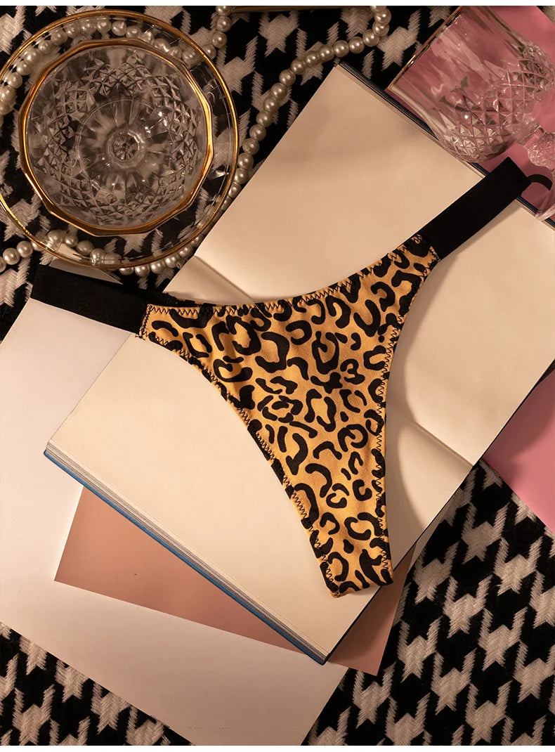 Cotton Sexy Women Panties Leopard Zebra Printed Seamless Girls Briefs Thong Girls G String Fitness Low Waist T-back Size S-XL