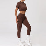 2PCS Yoga Suit Sports Set Women Quick-Drying Gym Set Women Tracksuit Running Workout Long Sleeve Sports Shirt Yoga Clothing