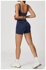 Quick Dry High Waist Yoga Shorts Contrast Color Blocking Splicing Training Sports Pants Push Up Hip Lifting Fitness Yoga Shorts