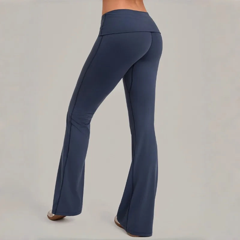Women's Seamless Yoga Pants Sports Fitness Training High-Waist Hips-Lifting Flare Leggings Workout Gym Running Slim Fit Pants