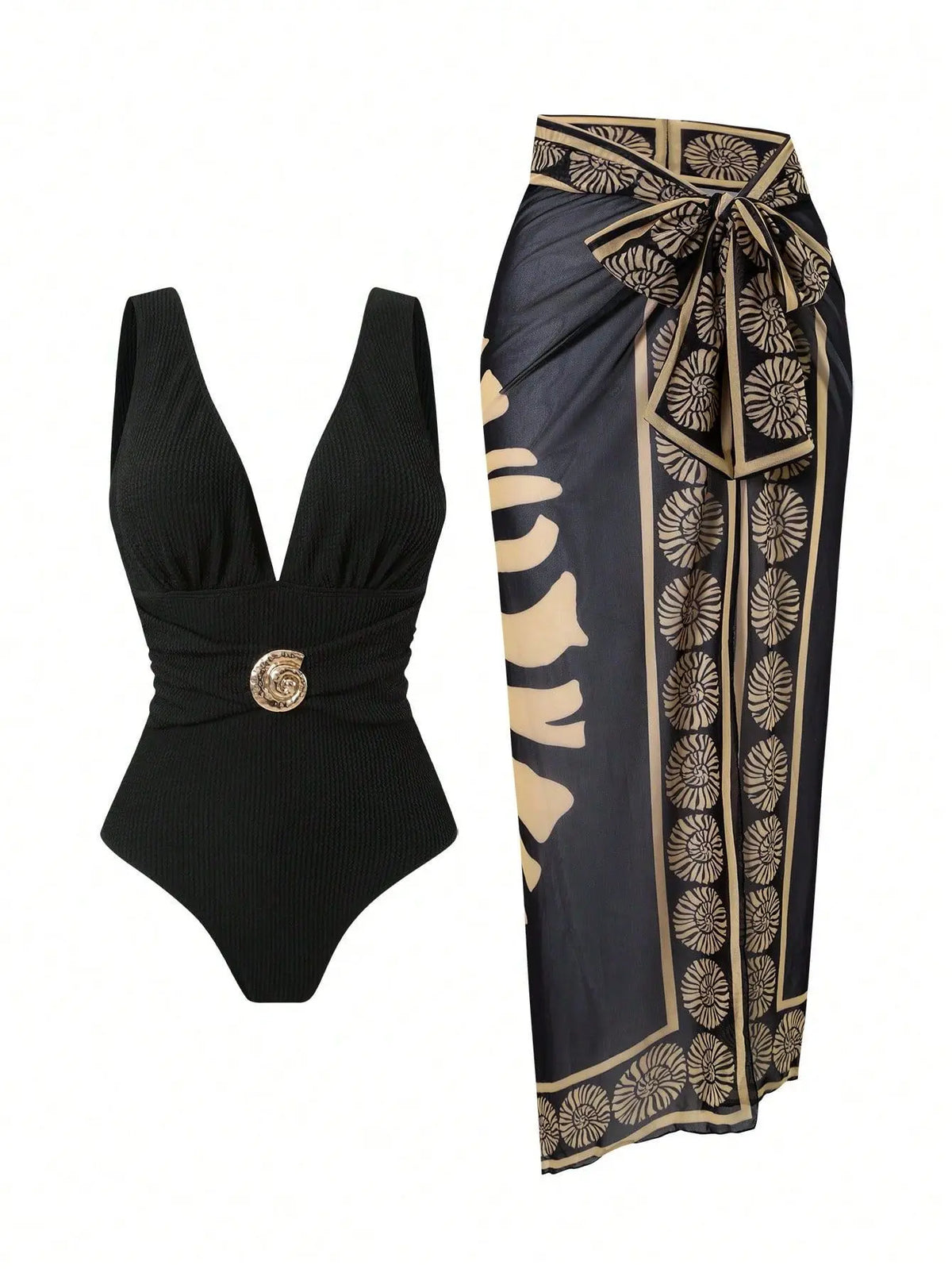 Vintage Green Deep V Neck One Piece Swimsuit 2025 Women Sexy Mesh Long Skirt Swimwear Set Beach Bathing Suit Holiday Monokini
