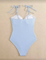 2026 Strappy Swimsuit One Piece Sexy Striped Ruffle Swimwear Women Bathers Bathing Swimming Swim Suit Padded Beachwear Summer