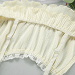 Lace Trim Ruffle Hem U-Neck Strap Cable Textured Cami & Casual Shorts Loungewear Summer Pajamas Set Women Sleepwear