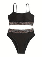 New Sexy Black High Waisted Bikinis Two Pieces Swimsuit Women Swimwear Mesh Beach Wear Sporty Padded Bathing Suits Pool Summer