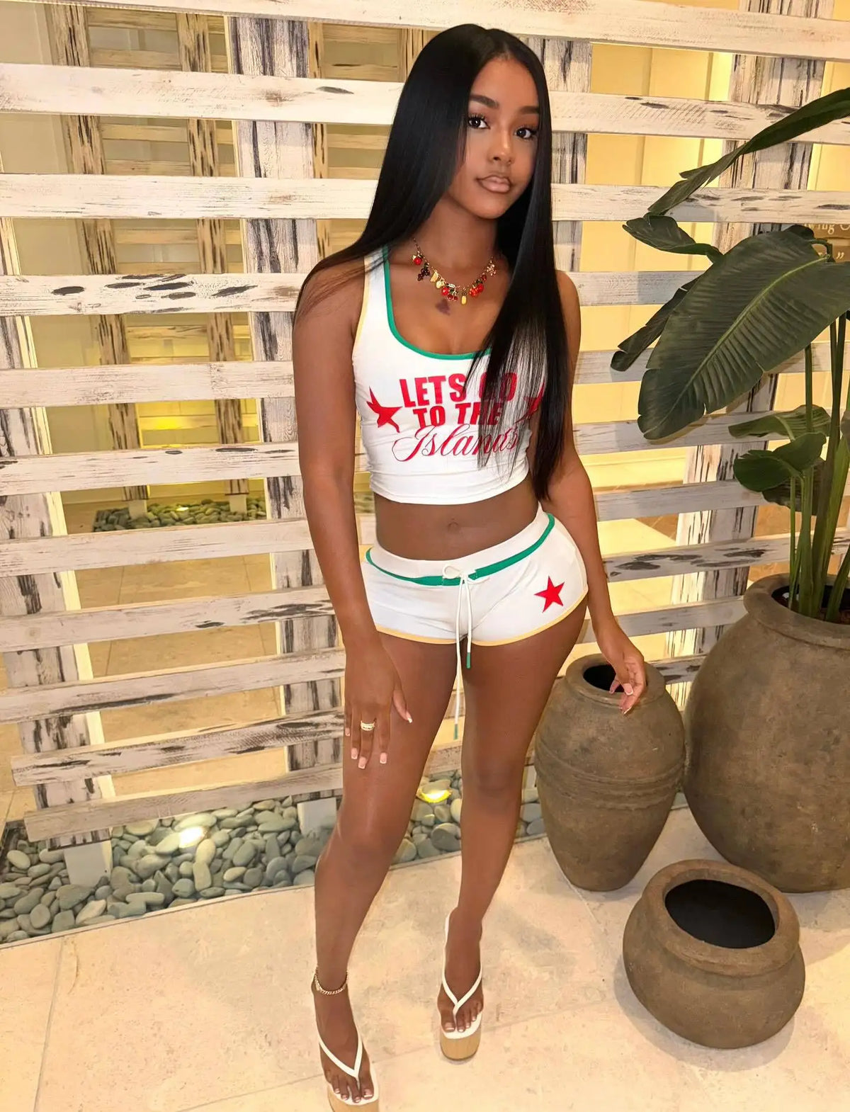 Summer new European and American sports fashion slim hot girl letter printed vest top shorts suit