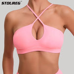 STOUREG Beautiful Back Sports Bra for Women GymYoga Bra Cross Back Running Sports Top Breathable Fitness Paded Sportswear