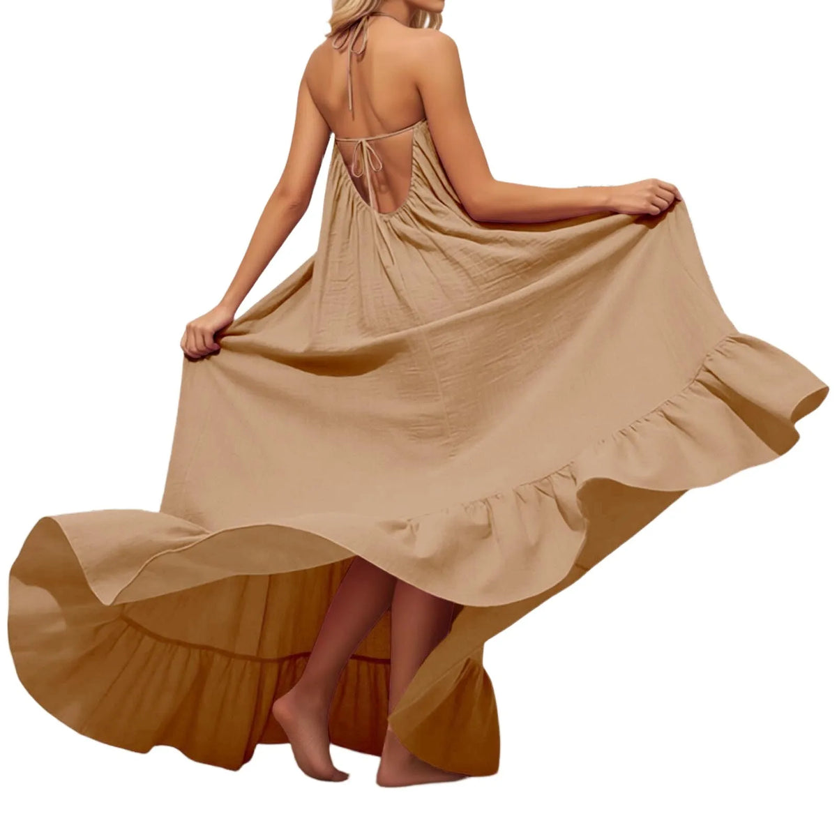 Women Fashion Oversized Dress For Womens Summer Trendy Solid Color Sleeveless Backless Dresses Beach Holiday Wear Sundress
