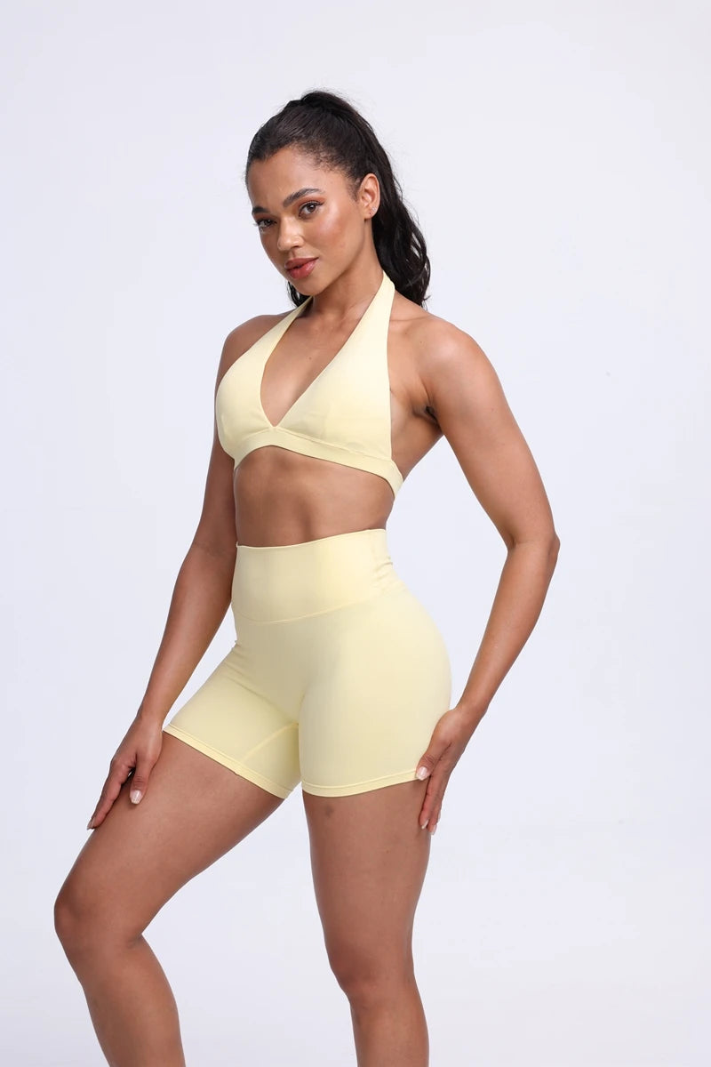 DIAS FIT JOY -Neck Hanging Neck Naked Feeling Yoga Bra for Running Fitness Cycling - Breathable Comfortable Sports Bra for Women
