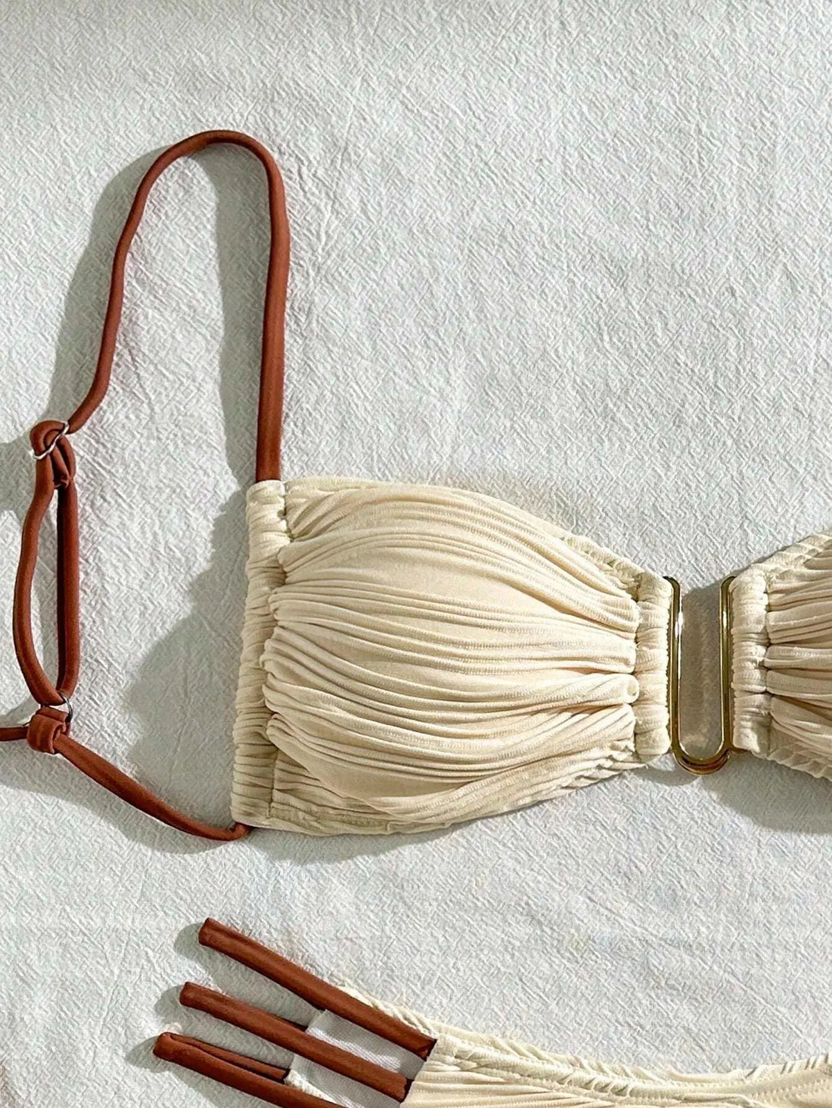 DEKA U Neck Wrinkled Crinkled Bikini Women Swimwear Female Swimsuit Two-pieces Bikini set High Cut Bather Bathing Suit Swim