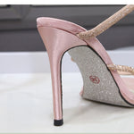 2026 Brand New Summer Sexy 10cm High Stiletto Heels Sandals for Women Wedding Rhinestones Ankle Wrap Party Shoes Big Size 42