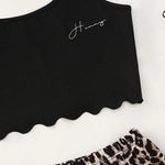 New Women's Pajamas Set Sexy Lingerie Leopard Print Sling Sleepwear V-Neck Sleeveless Top and Shorts Sets Pyjamas Homewear Hot