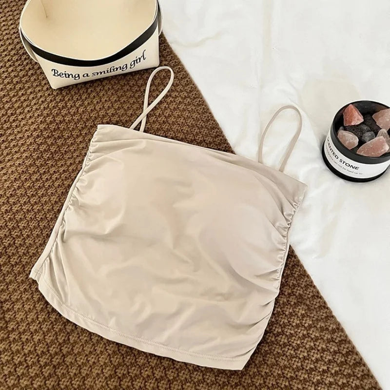 Ice Silk Tops Women Tank Tops Seamless Underwear Non-wire Bra With Pads Sexy Lingerie Female Summer Camisole