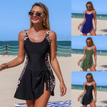 Women's Bathing Suits Black Leopard One Piece Swimsuit Floral Print Women Dress Summer Sexy Beach Wear Vintage Swimwear Female