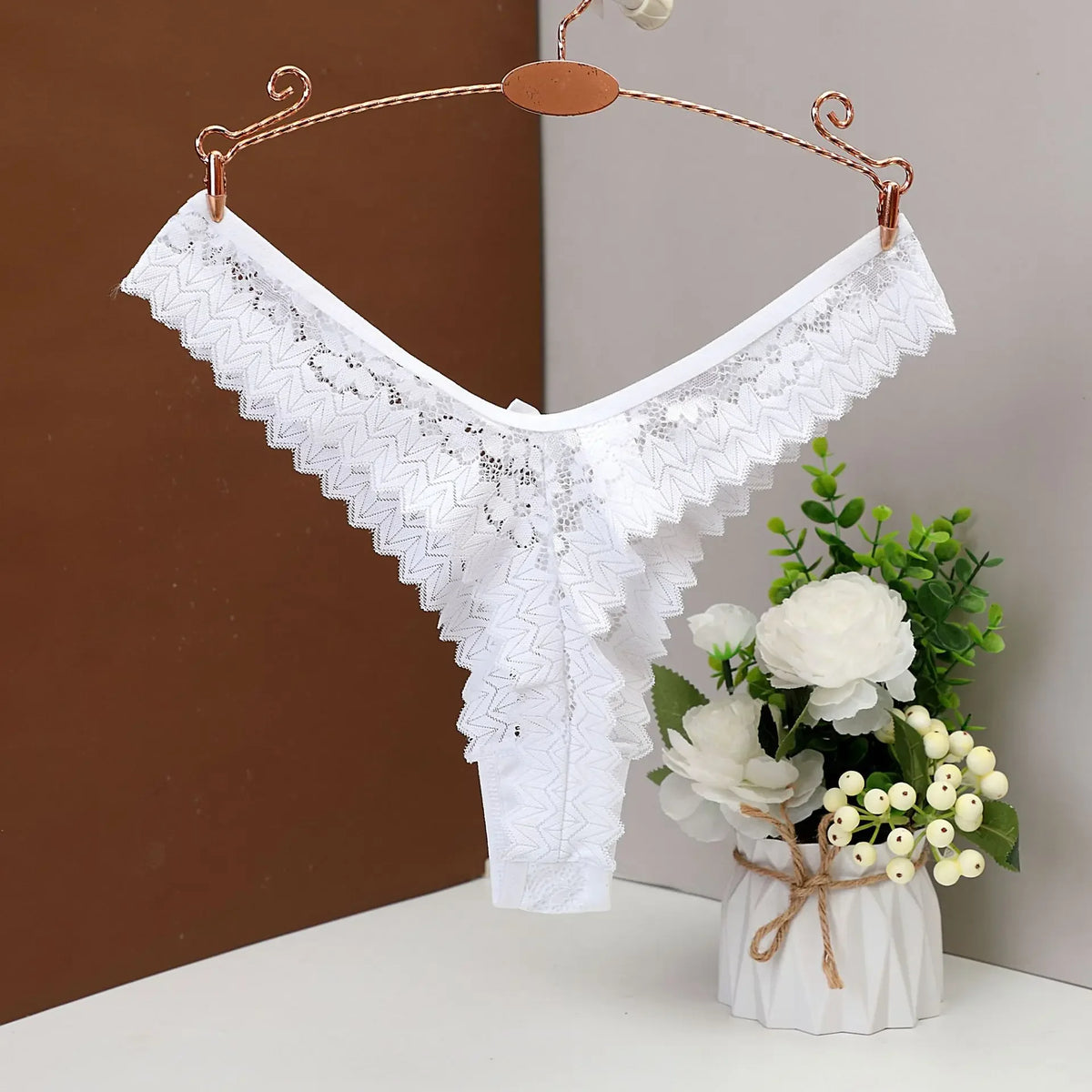 Women's Panties Sexy Lace T Back Woman G-String Solid Mid Waist Hollow Out Thong Transparent Underwear V-shape Girl Erotic Panty