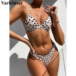Sexy Leopard Bikini Swimsuit Female Swimwear Women Two-pieces Bikini set Underwired Bra Cup Bather Bathing Suit Swim Lady V2740