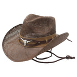 Womens Straw Cowboy Hat With Bull Head Wide Brim Breathable Western Hat With Chin Strap Sun Hat For Beach Outdoor Vacation 2026