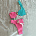 Pleasted Bikinis Colaless Swimsuit Triangle Bikini Set Women Swimwear Halter Bathing Suits Bandage Beachwear Brazilian